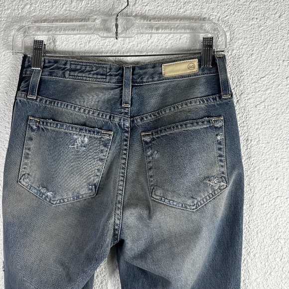 Ag Adriano Goldschmied Blue The Isabelle Side Zip High Rise Straight Crop Jeans - Picture 6 of 9